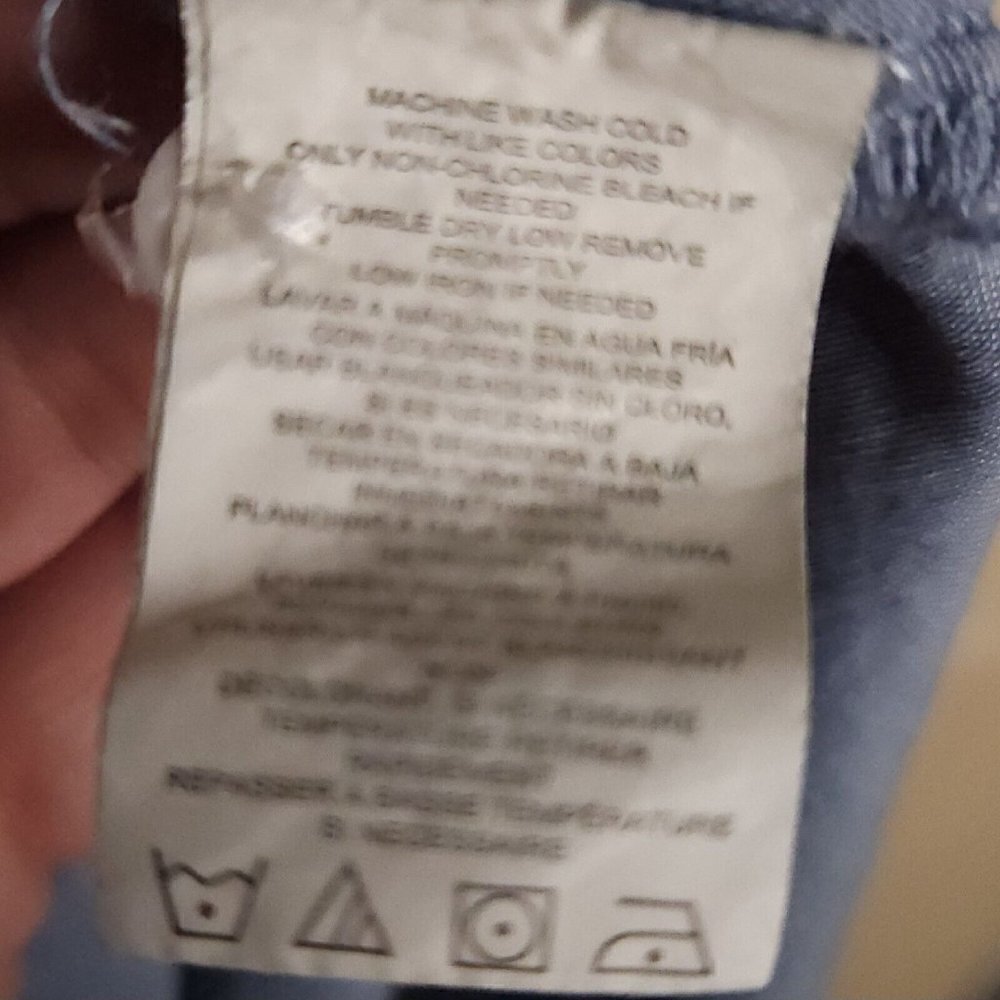 Thread & Supply Blue White Distressed Southwestern Lyocel Top XS - Picture 6 of 7